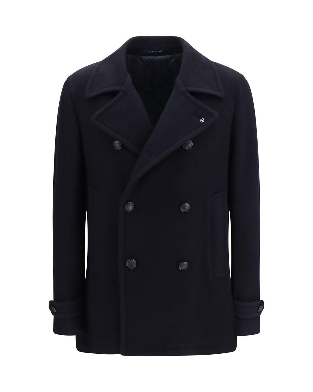 Tagliatore Blue Wool Caban Coat for men
