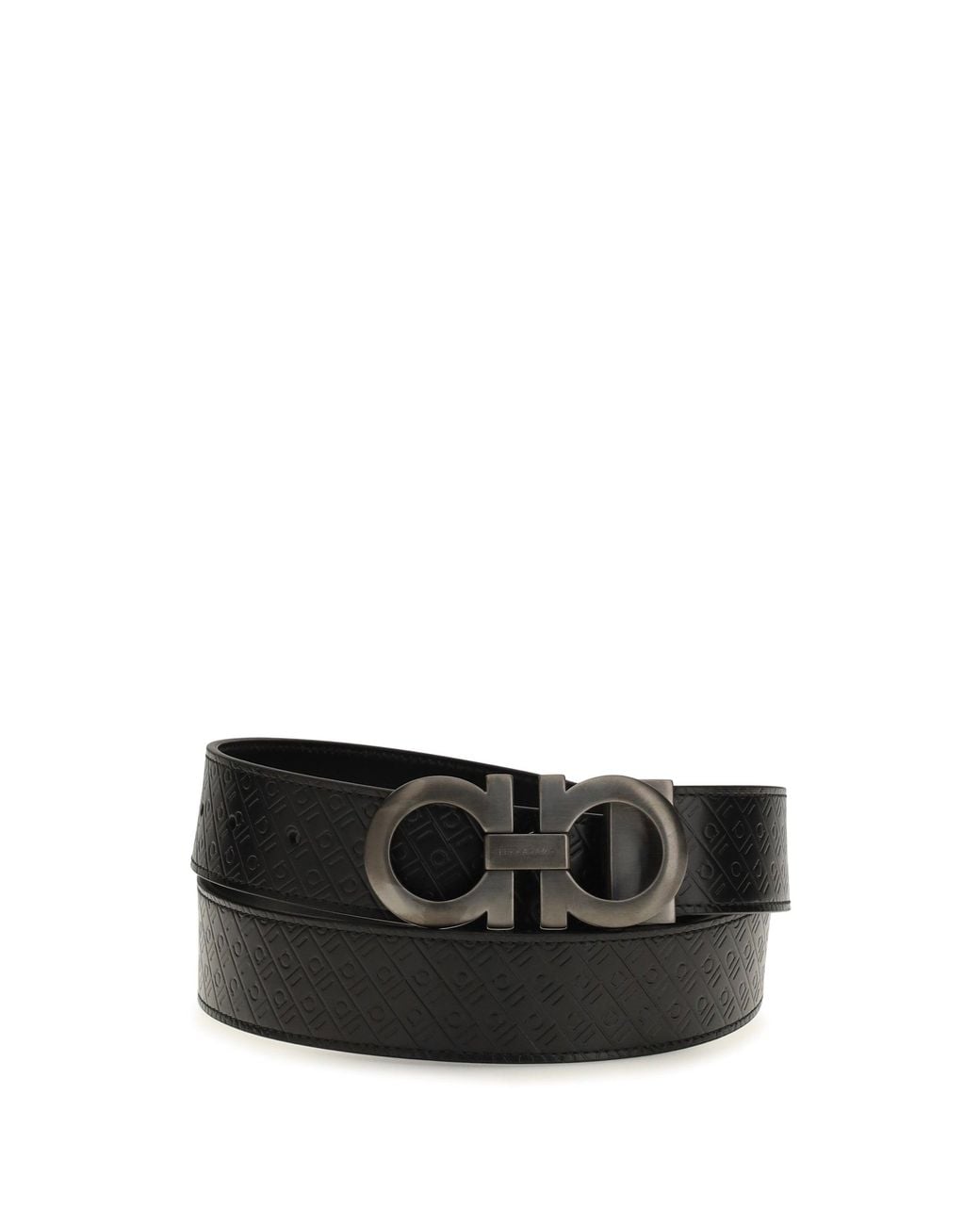Ferragamo Black Reversible Gancini Leather Belt for men