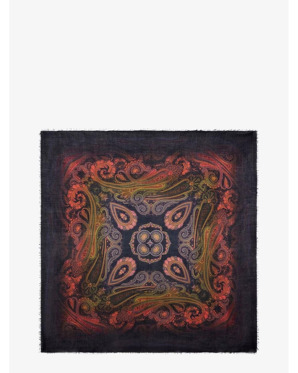 Etro Black Wool Cashmere Silk Scarf