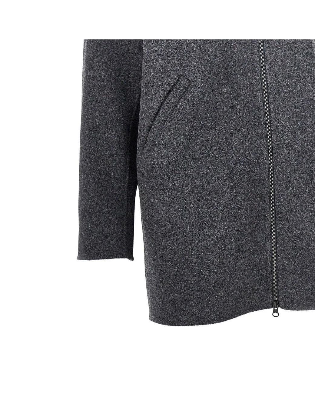 Aspesi Gray Double Wool Coat for men