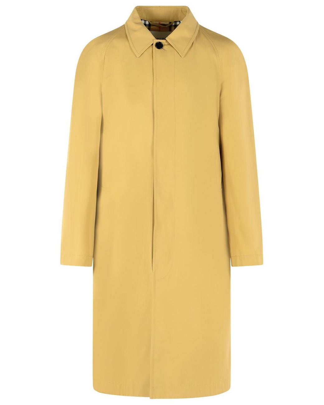Burberry Yellow 'Hamper' Long Cotton Raincoat for men