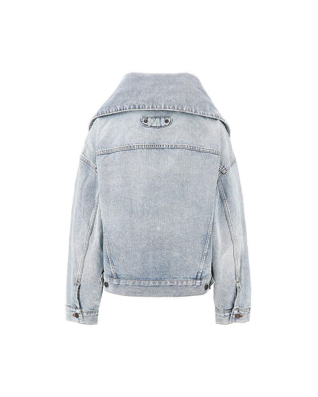 Balenciaga Blue Denim Jacket With Maxi Collar
