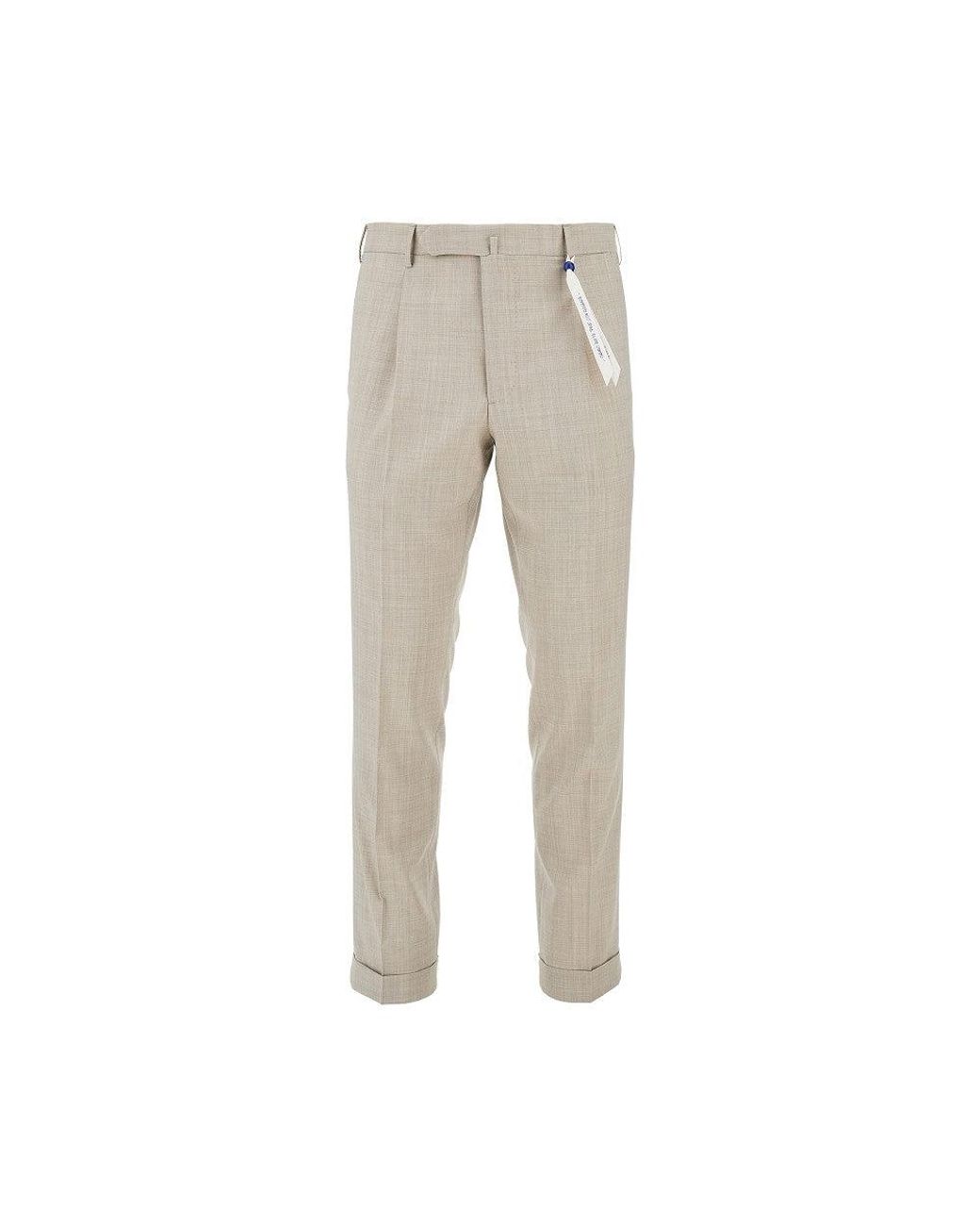 Santaniello Natural 'Corice Rima' Wool Pants for men
