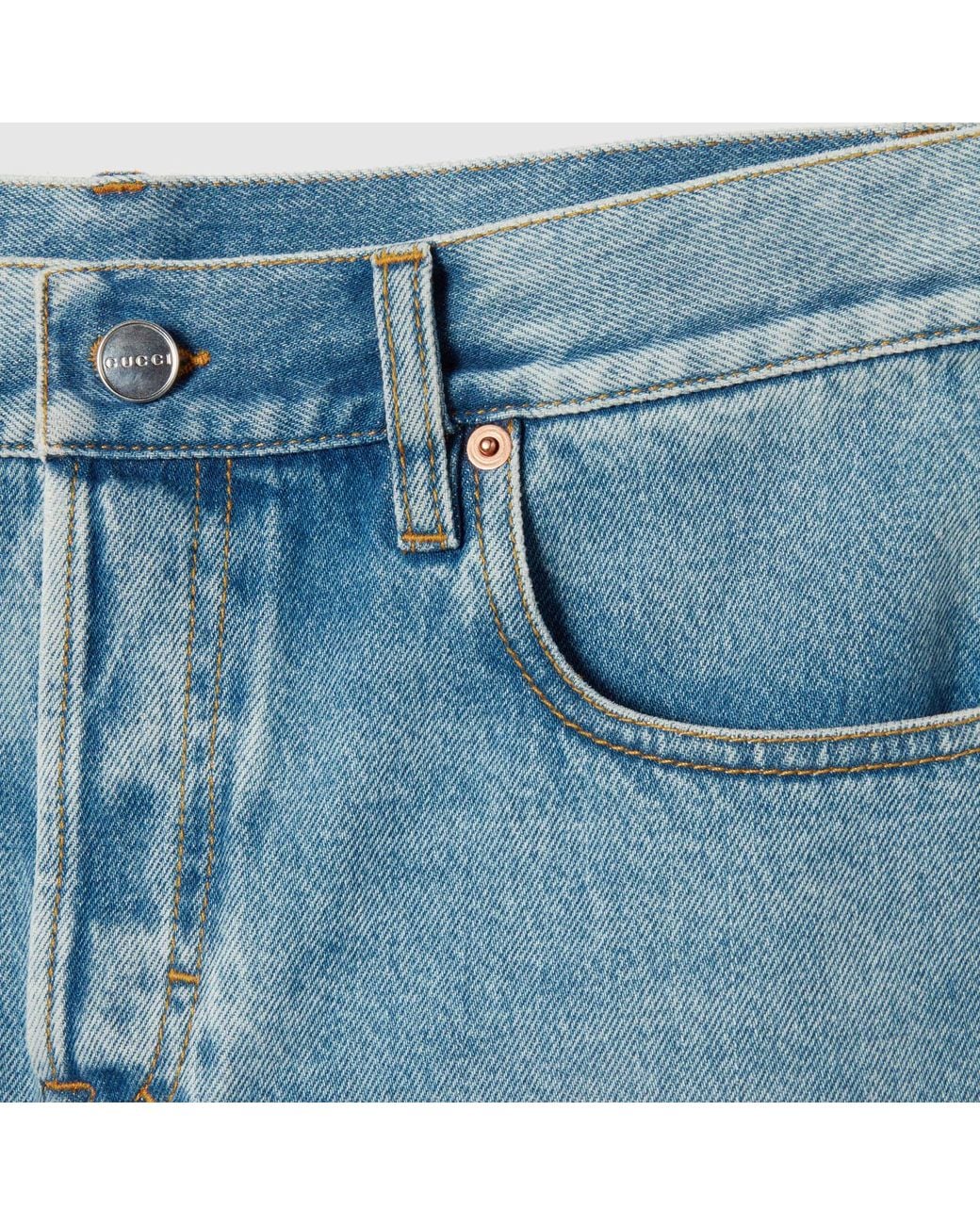 Gucci Blue Stone-Washed Denim Shorts