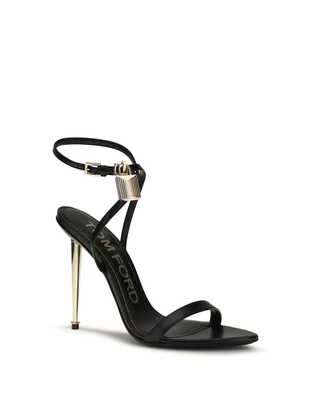 Tom Ford Black Padlock Pointy Naked Heeled Sandals