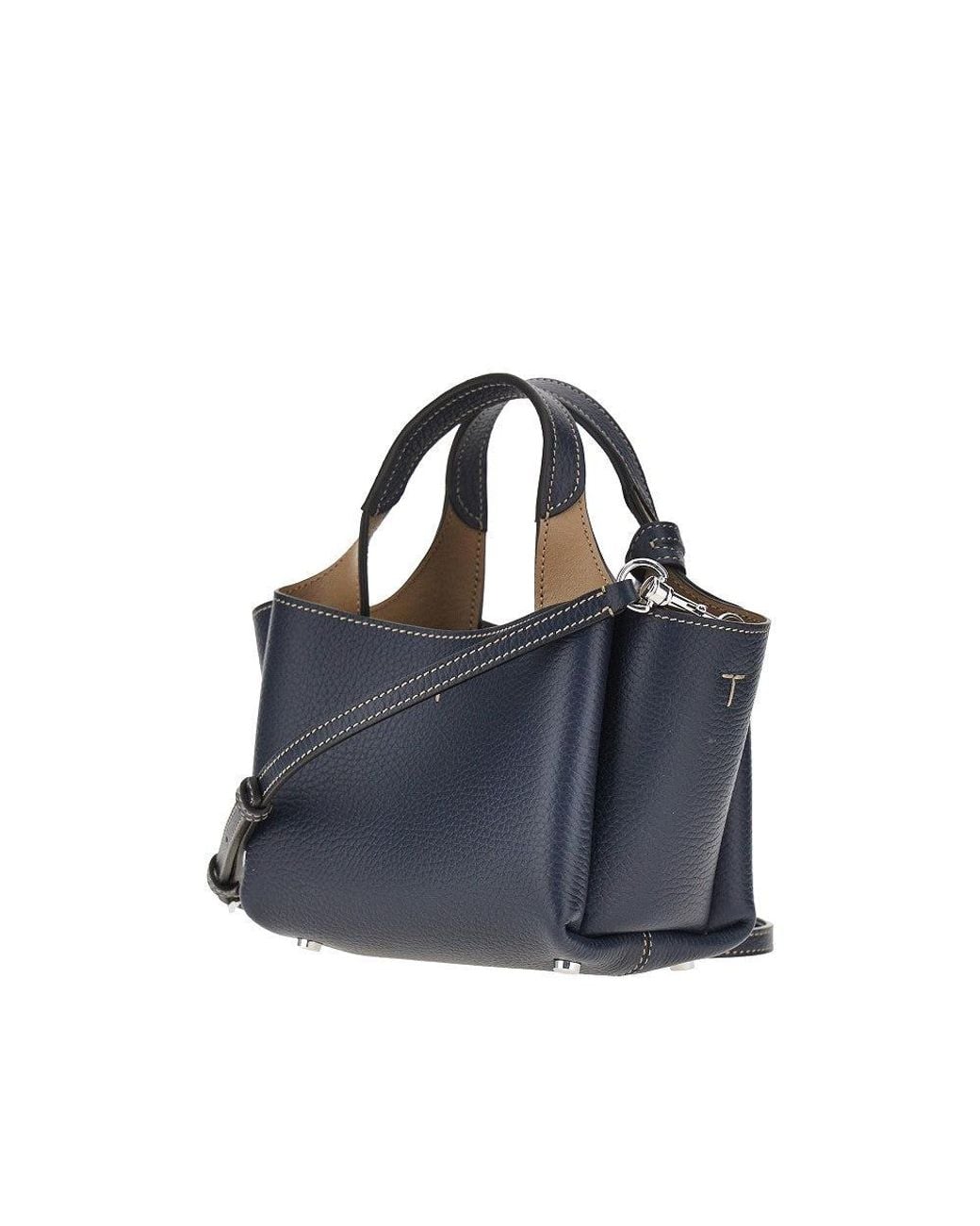 Tod's Blue Grained Leather Mini Shopping Bag