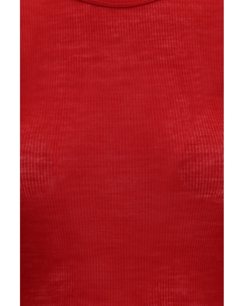 Versace Red Ribbed Knit T-Shirt