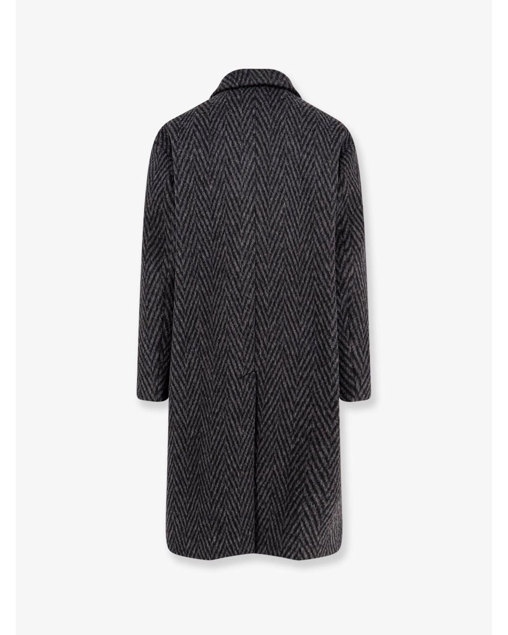 Hevò Black Santa Cesarea Wool Blend Coat for men