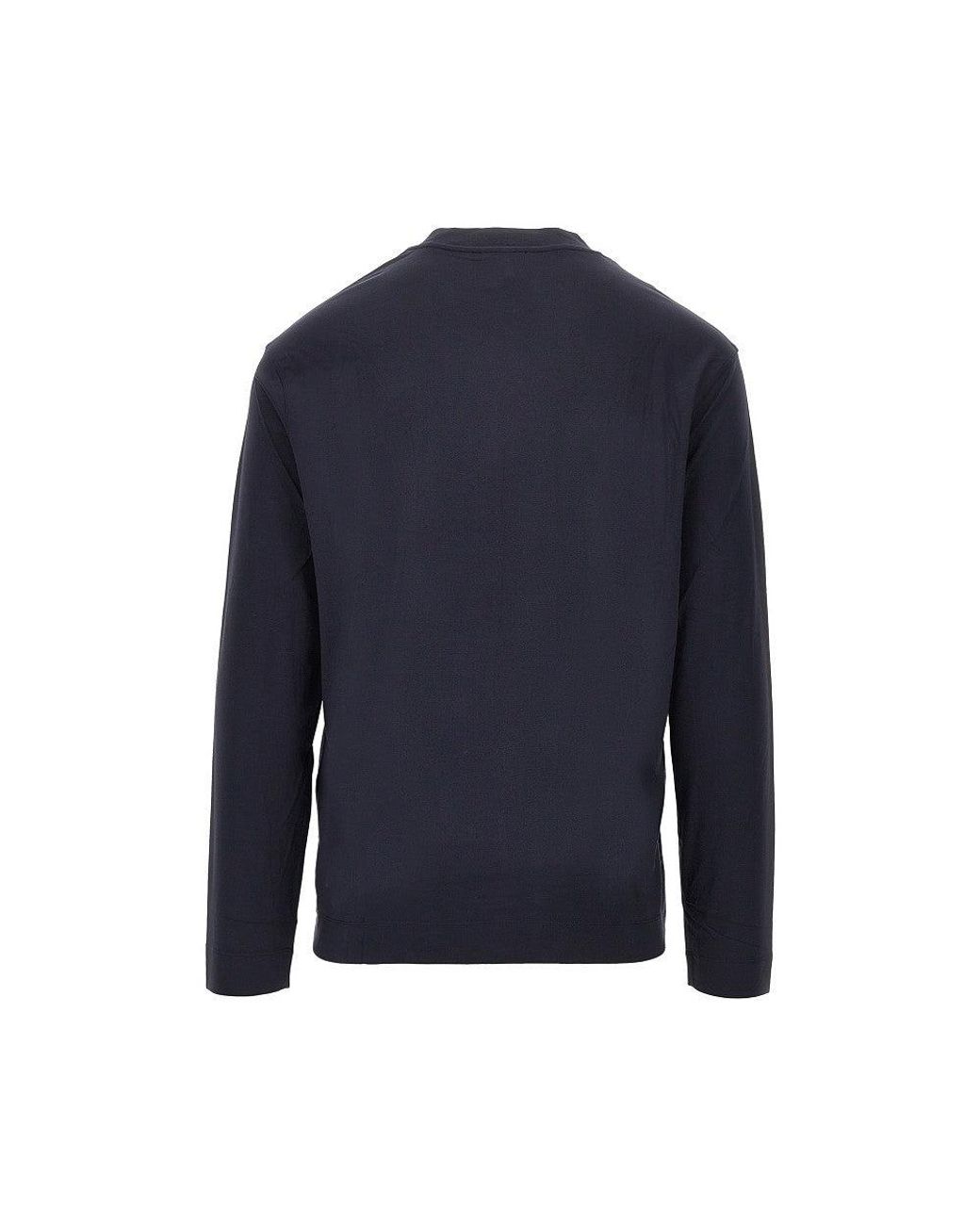Emporio Armani Blue Stretch Jersey T-Shirt With Logo Embroidery for men