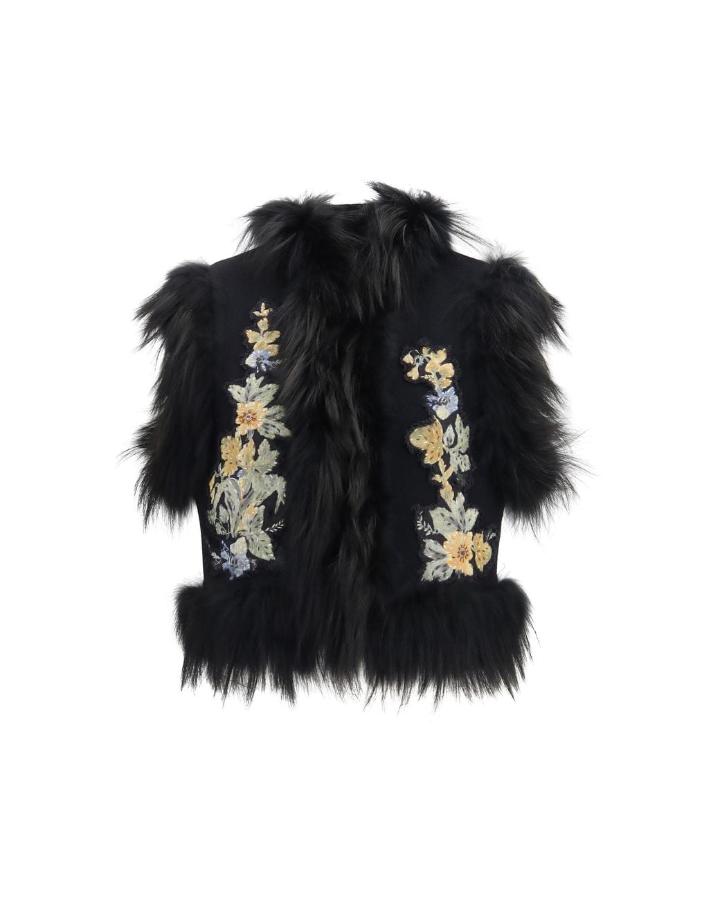 Fendi Black Gilet Panno Floral