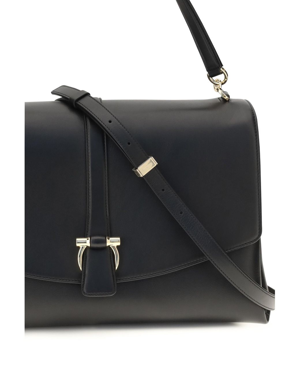 Ferragamo Black Shoulder Bag Mia Large Calf Leather