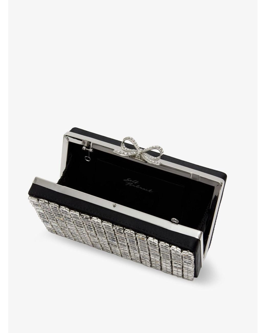 Self-Portrait Metallic Crystal Clutch Bag
