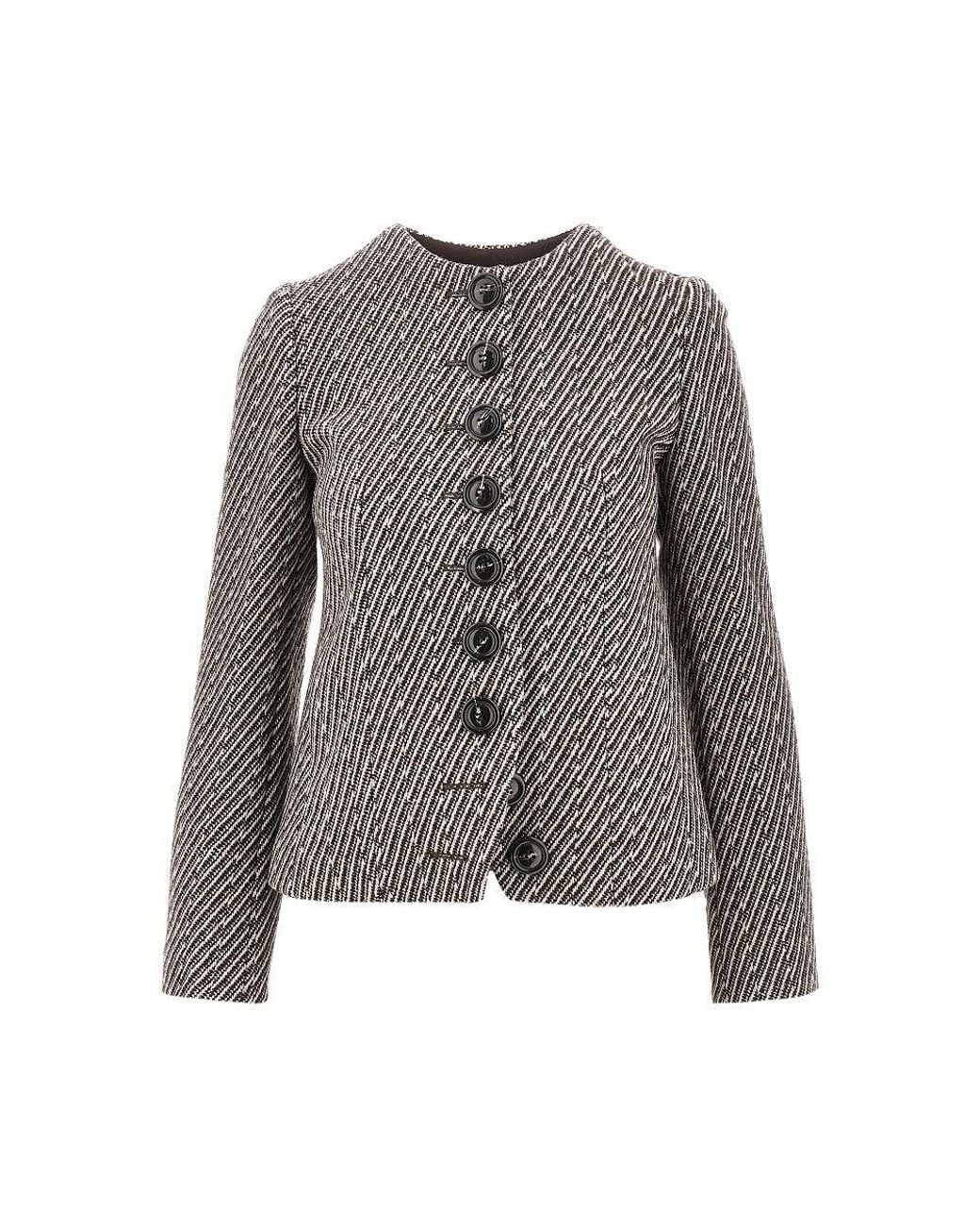 Emporio Armani Gray Diagonal Striped Wool-Blend Jacket