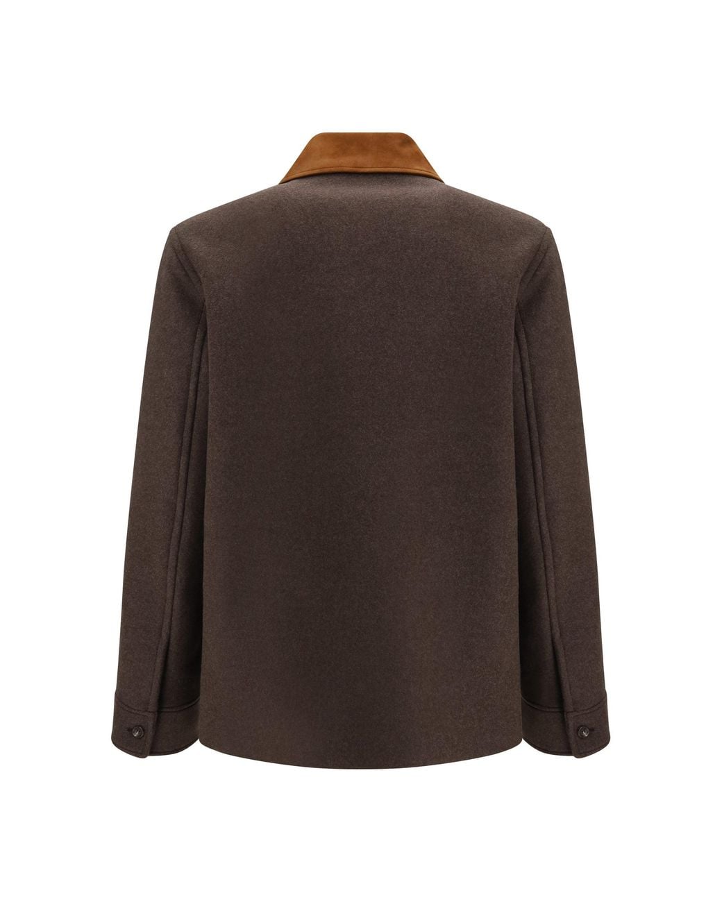 Valentino Brown Wool Jacket With Suede Collar for men