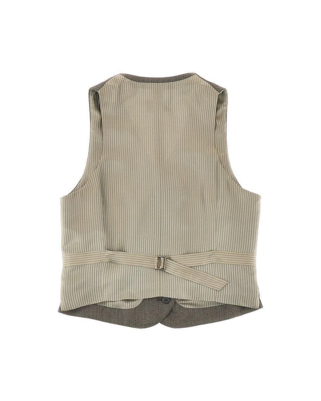 Emporio Armani Gray Double-Breasted Wool Vest Khaki