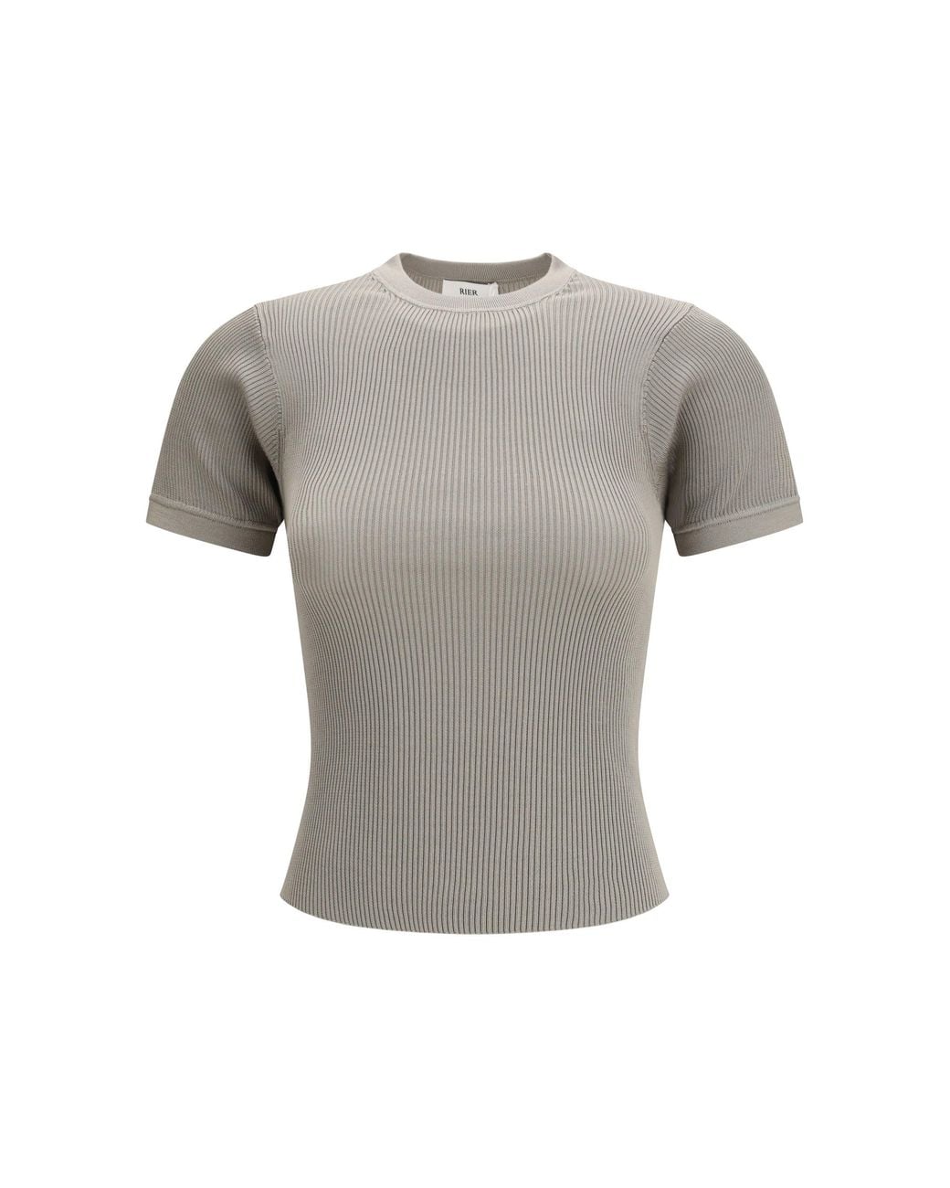 Rier Gray Short-Sleeve Ribbed T-Shirt