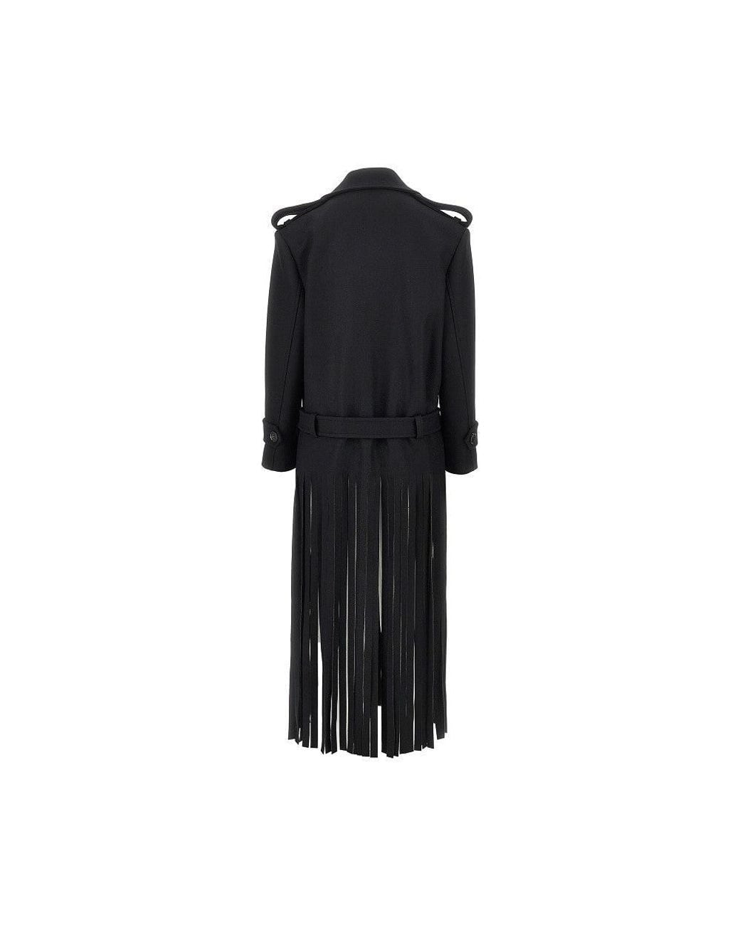 Pinko Black Fringed Oversized Cloth Coat