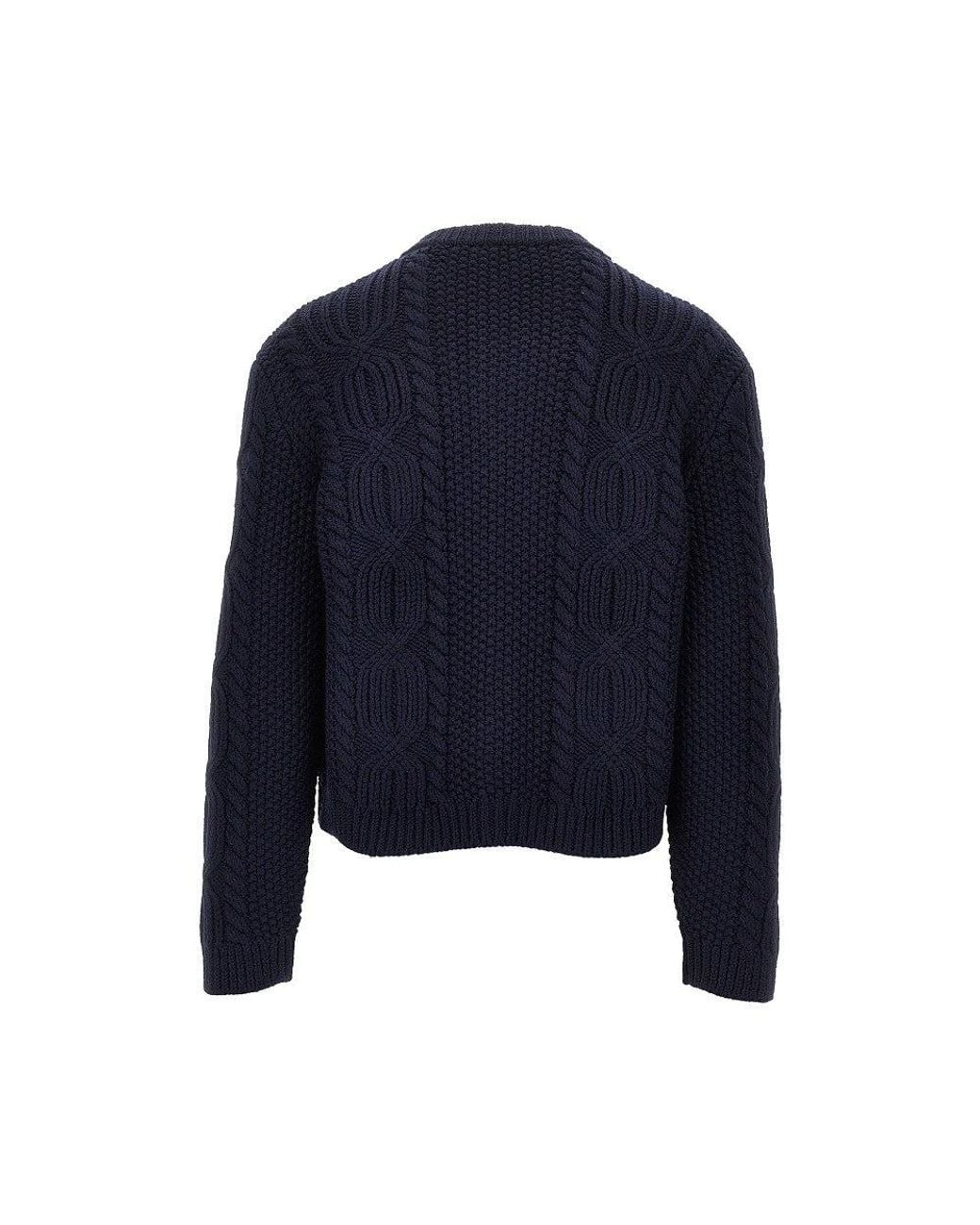 Saint Laurent Blue Wool Knitted Cardigan for men