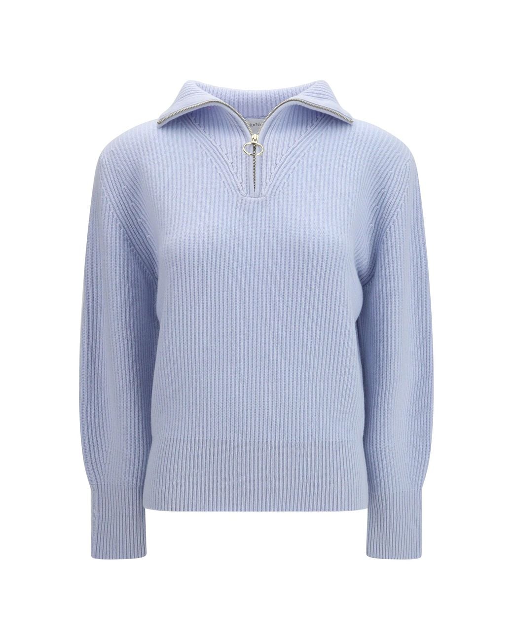 Forte_forte Blue Forte_Forte Wool And Cashmere Half Zip Sweater