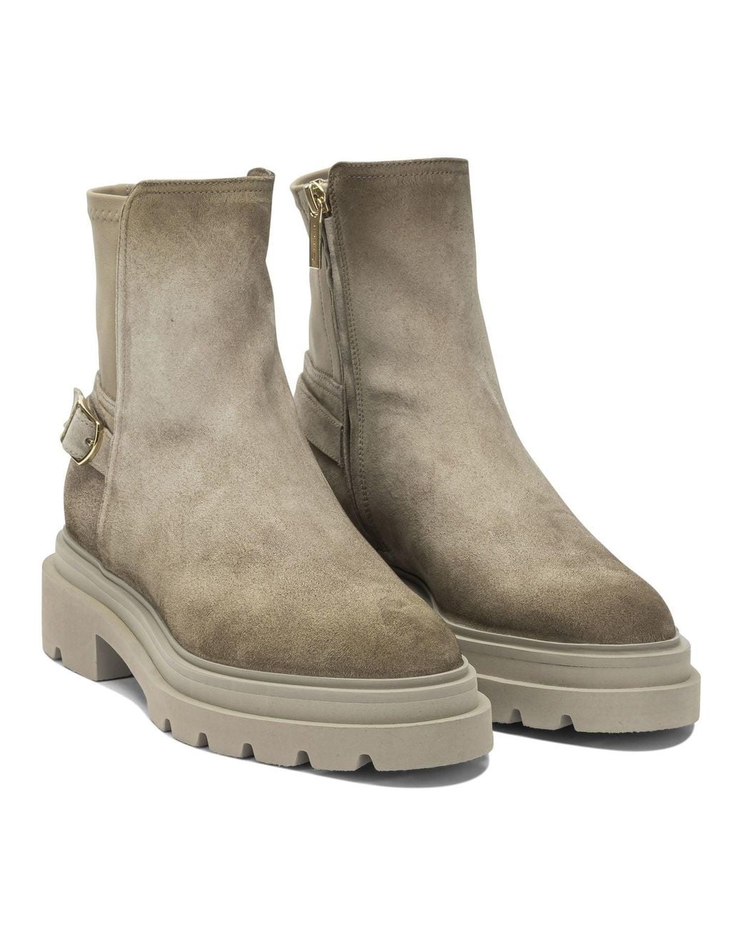 Santoni Brown Suede Ankle Boots With Zipper