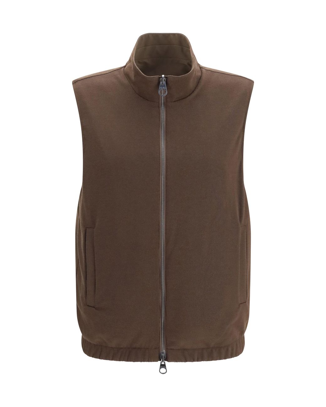 Loro Piana Brown Reversible Microfiber Wool Vest Sequoia for men