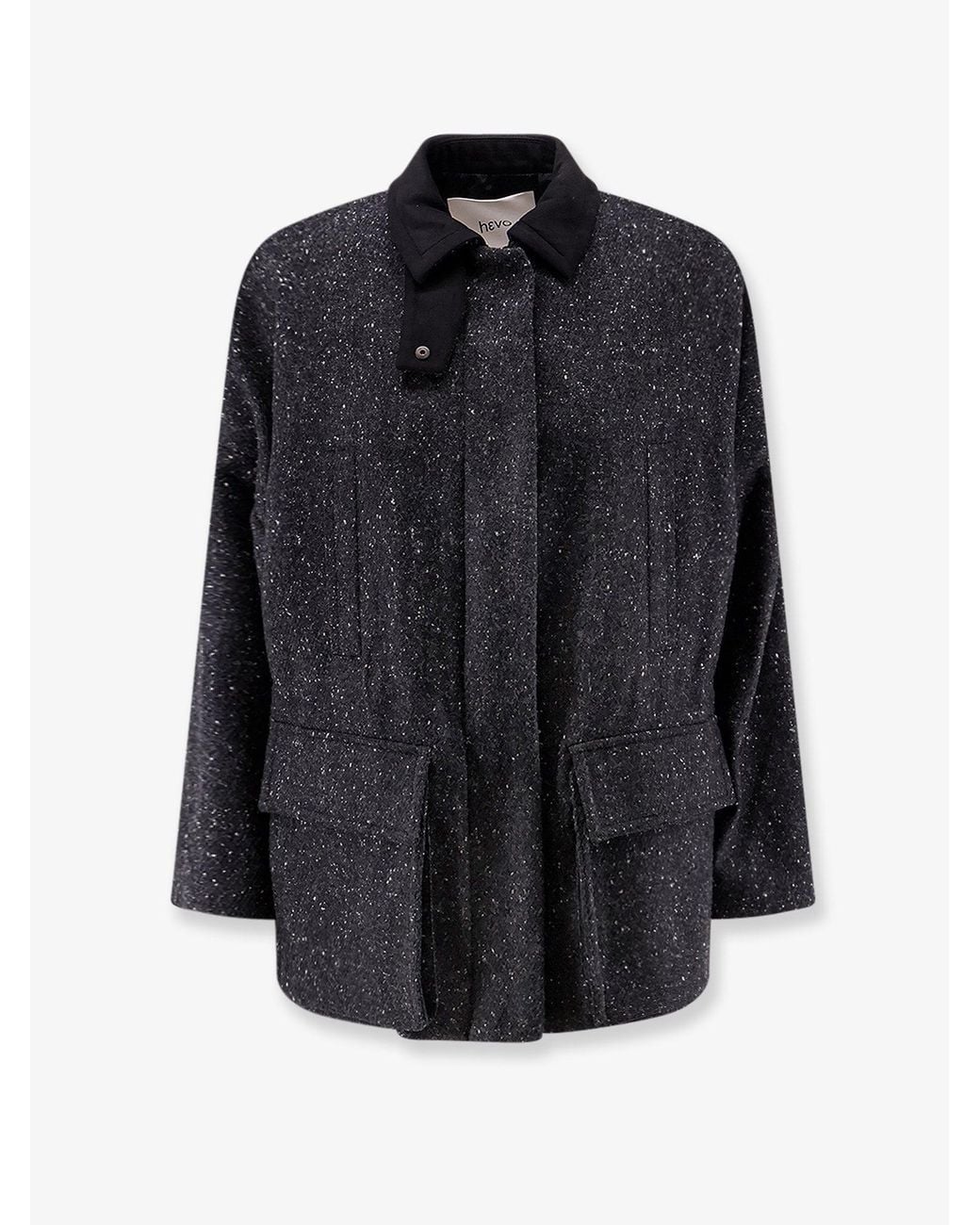 Hevò Blue Casteldelmonte Wool Blend Coat