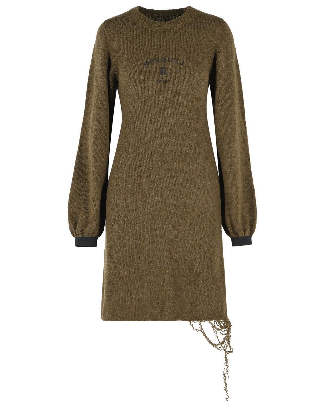 MM6 by Maison Margiela Green Wool Blend Midi Dress