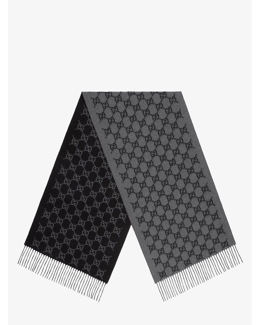 Gucci Gray Cashmere Jacquard Scarf for men