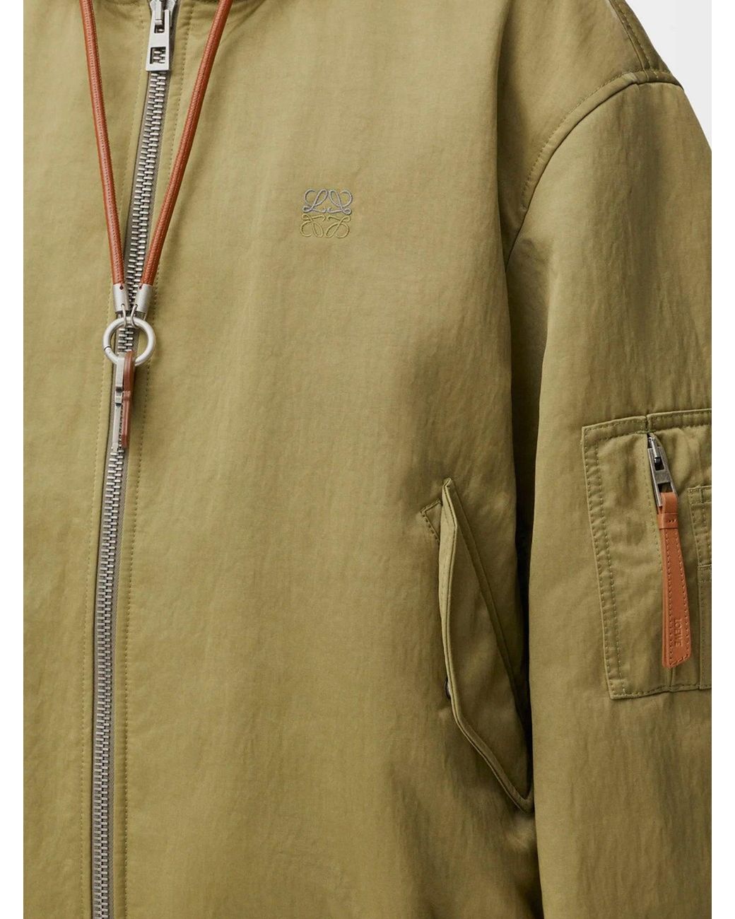 Loewe Green Technical Fabric Bomber With Hood for men