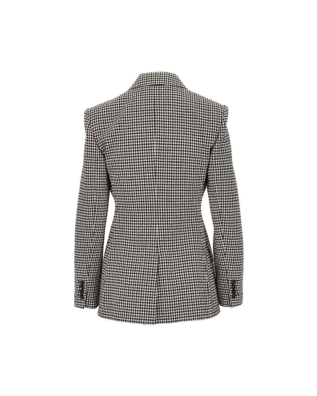 Max Mara Gray Houndstooth Double-Breasted Jacket