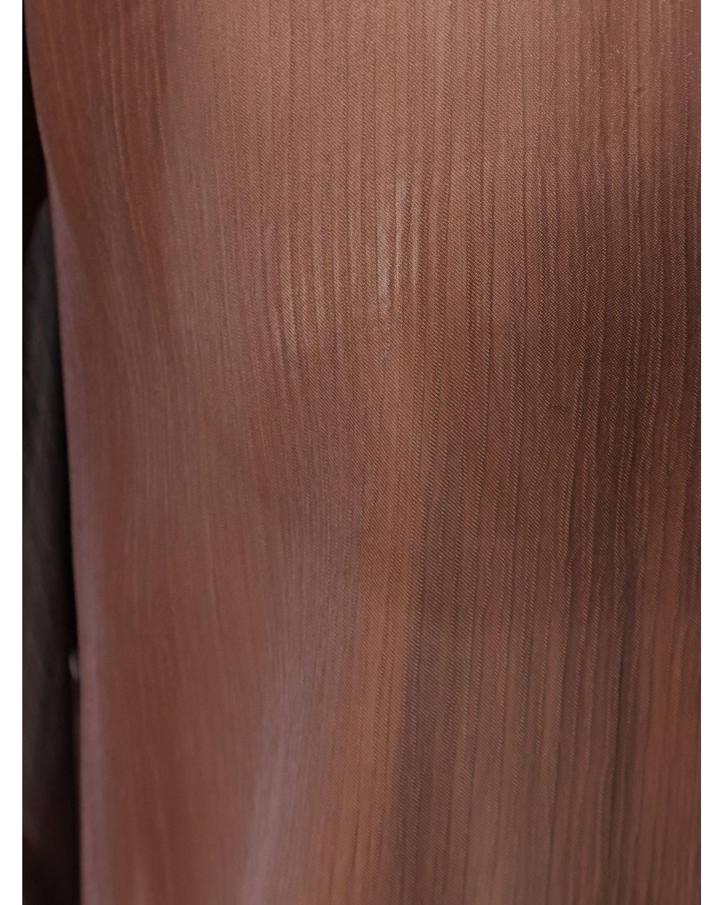 ACTUALEE Brown Satin Shirt With Padded Shoulders