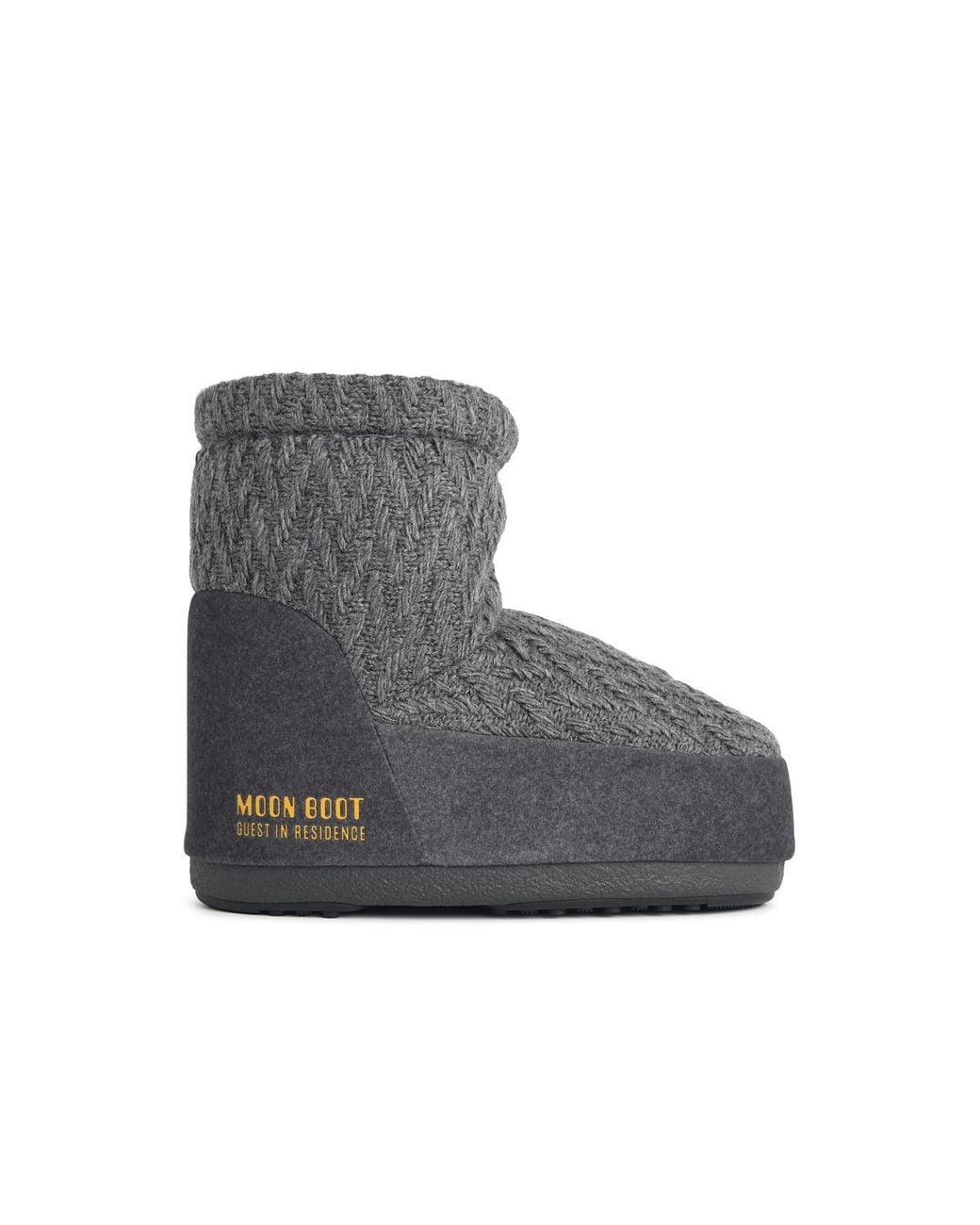 Moonboot Gray 'Icon Low Nolace Knit' Fabric Boots