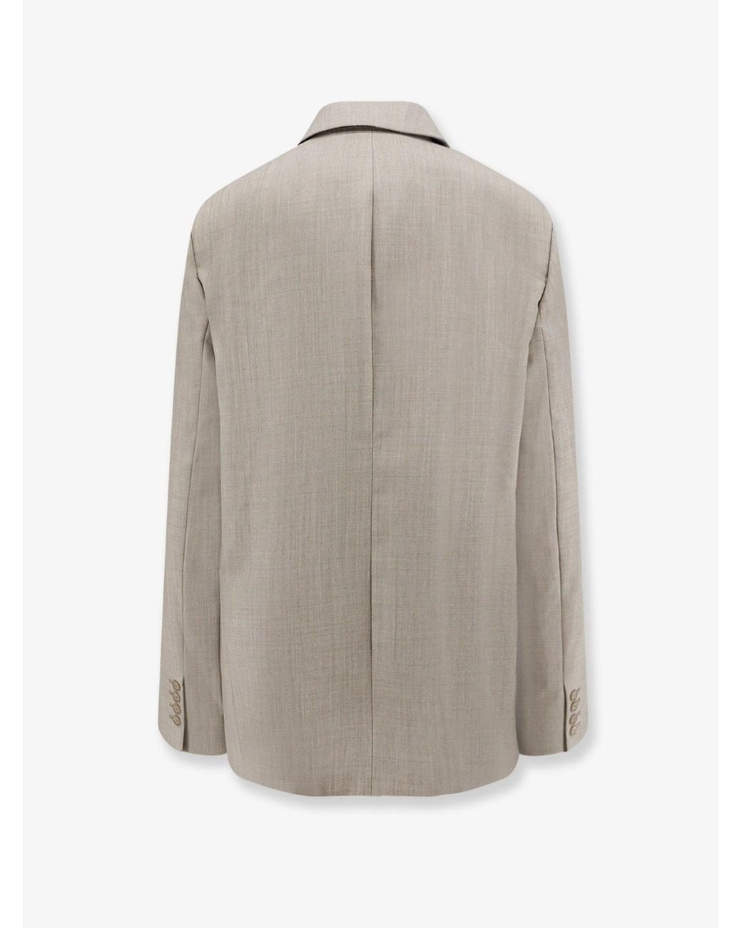Frankie Shop Gray Newark Double-Breasted Mélange Virgin Wool Blazer
