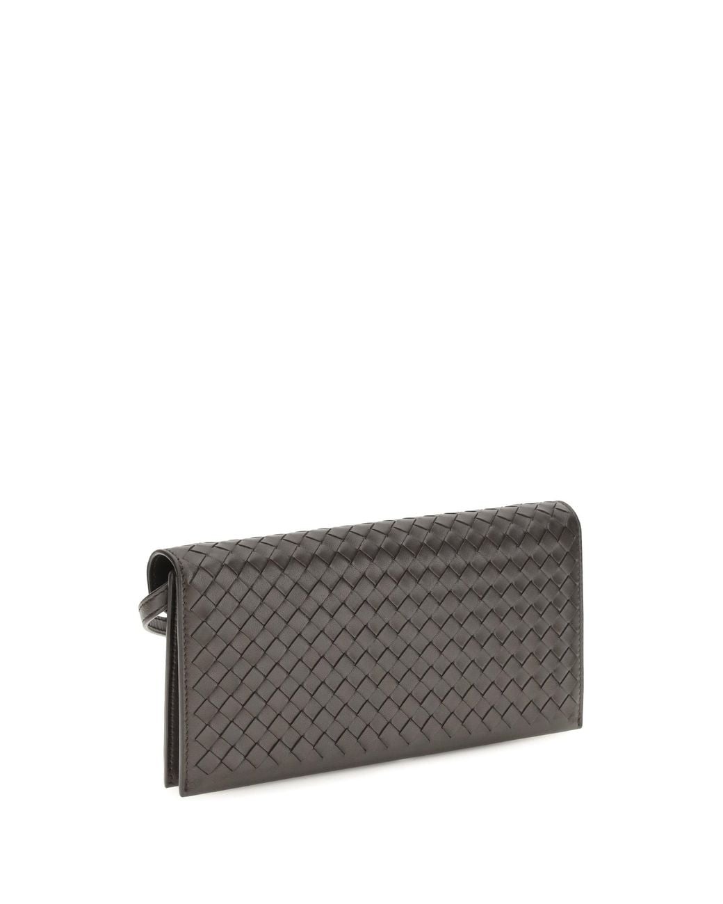 Bottega Veneta Gray Intrecciato Nappa Wallet Espresso-Brass