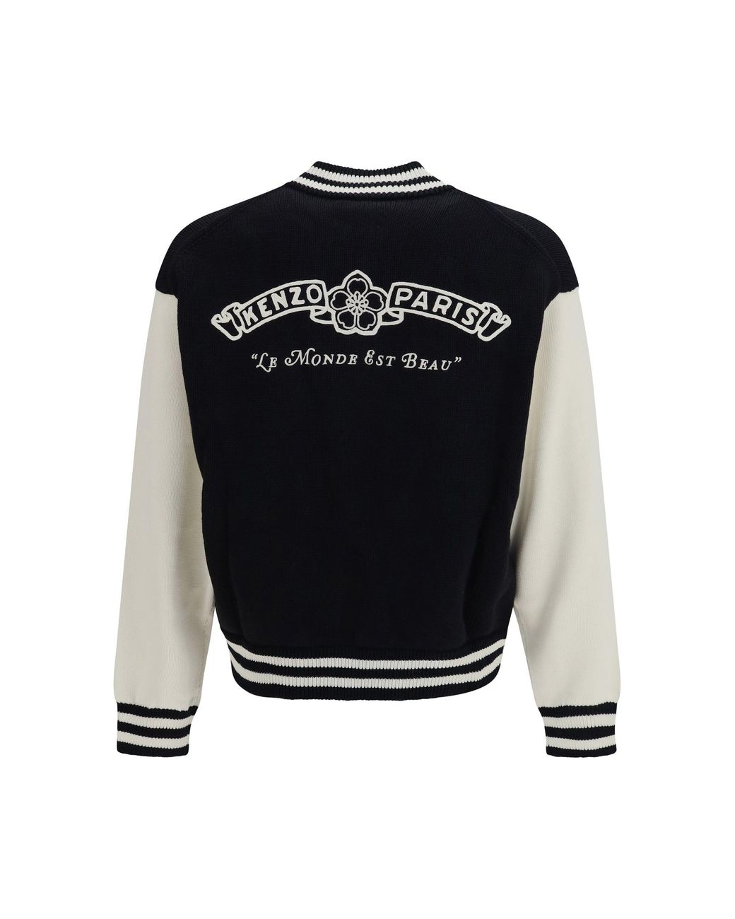 KENZO Black Paris Emblem Varsity Cardigan for men