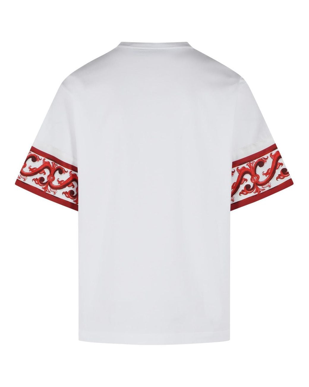 Dolce & Gabbana White Dolce & Gabbana 'Maiolica' Print Cotton And Silk T-Shirt for men