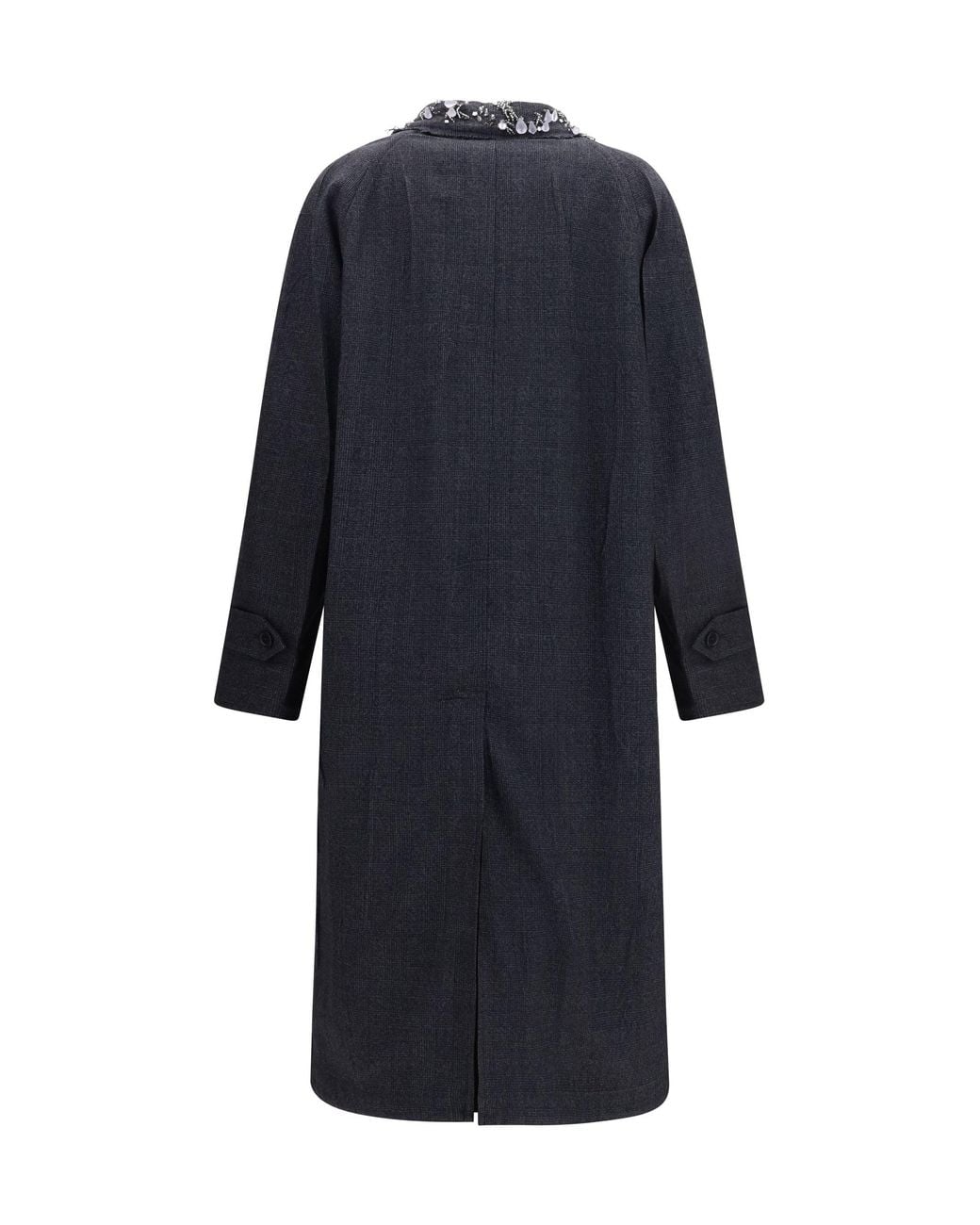 Prada Blue Single-Breasted Prince Of Wales Coat Nero+Agave