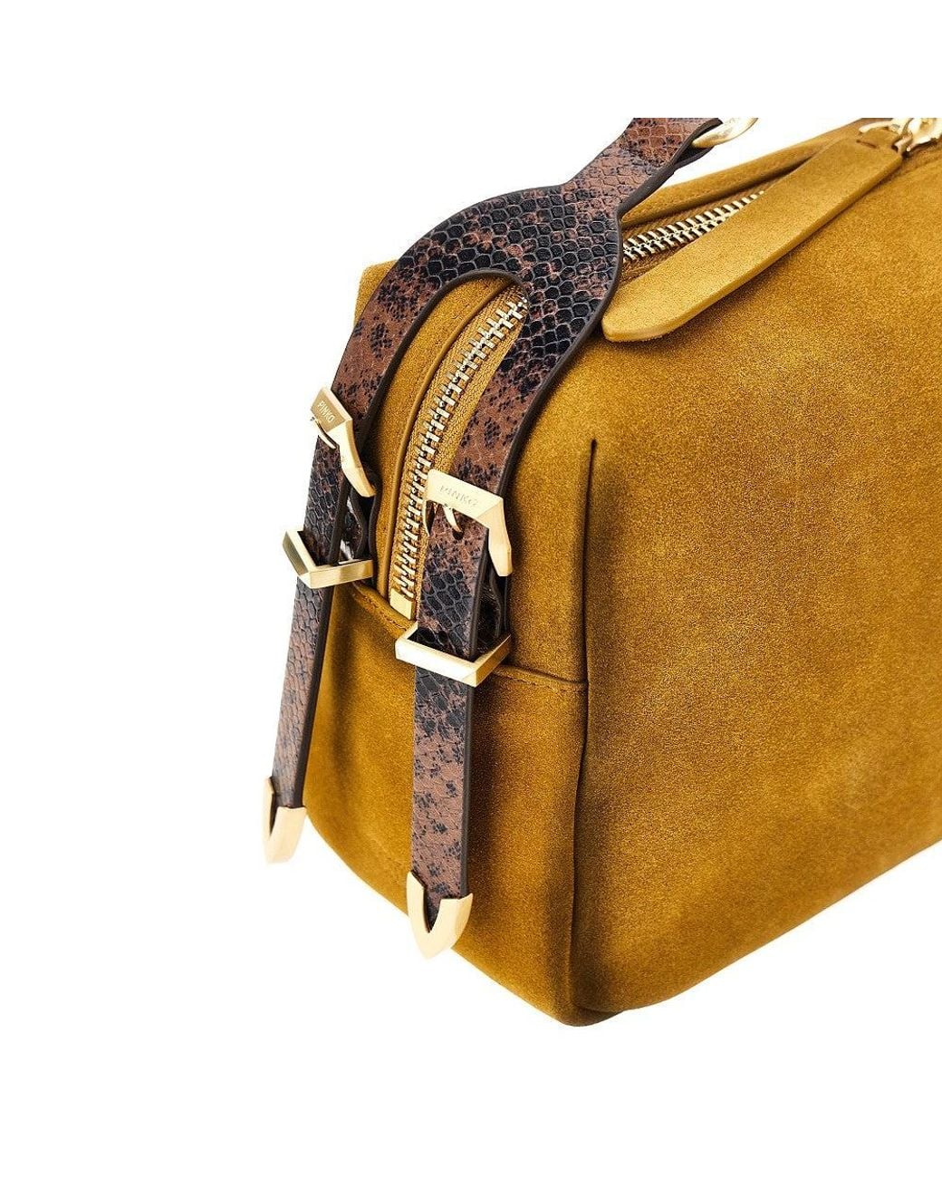 Pinko Brown Suede Leather Medium 'Keeper' Shoulder Bag