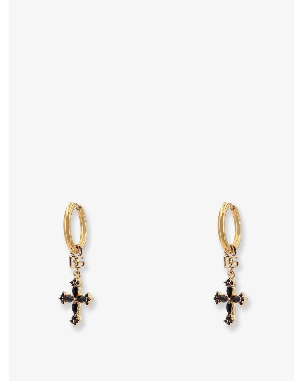 Dolce & Gabbana White Brass Earrings With Rhinestones