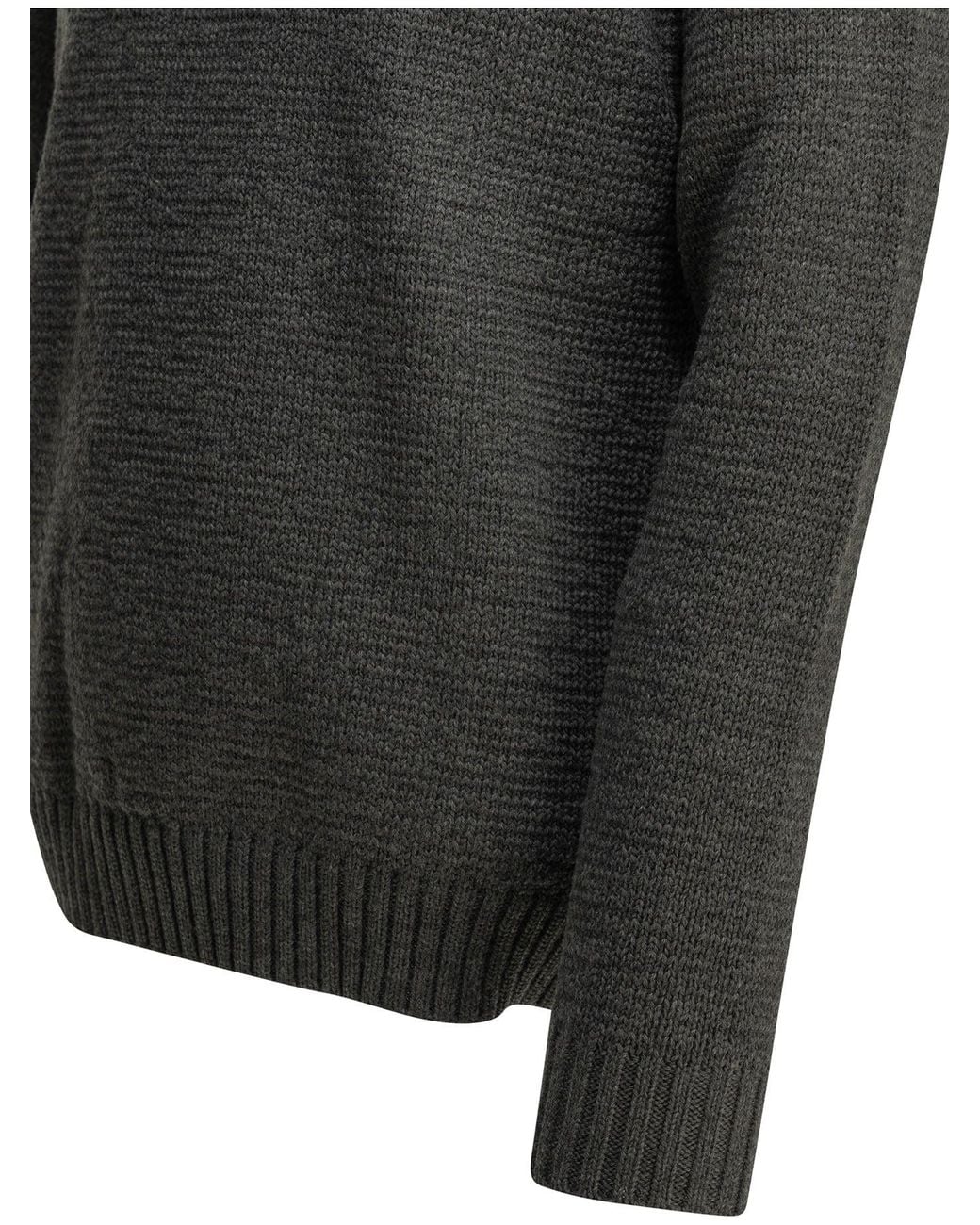 Prada Gray Virgin Wool Crewneck Sweater for men