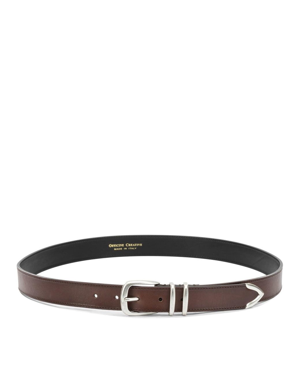 Officine Creative Brown Oc Strip Leather Belt for men