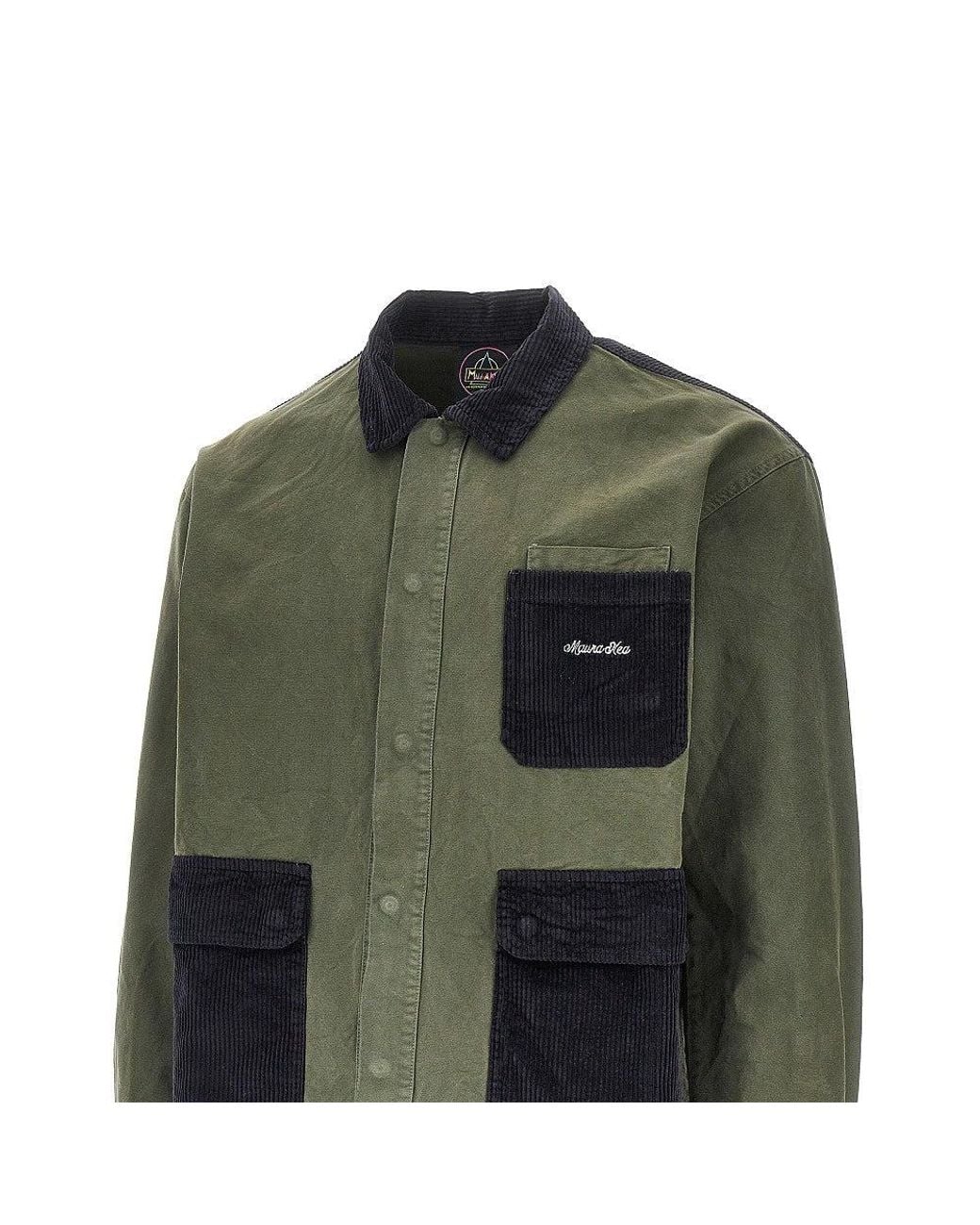 Mauna Kea Green Canvas And Corduroy Saharienne Jacket for men