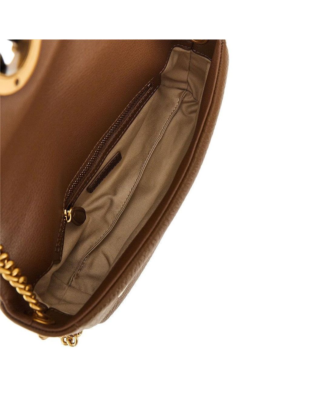 Pinko Brown Leather Large Click Soft Horizontal Bag