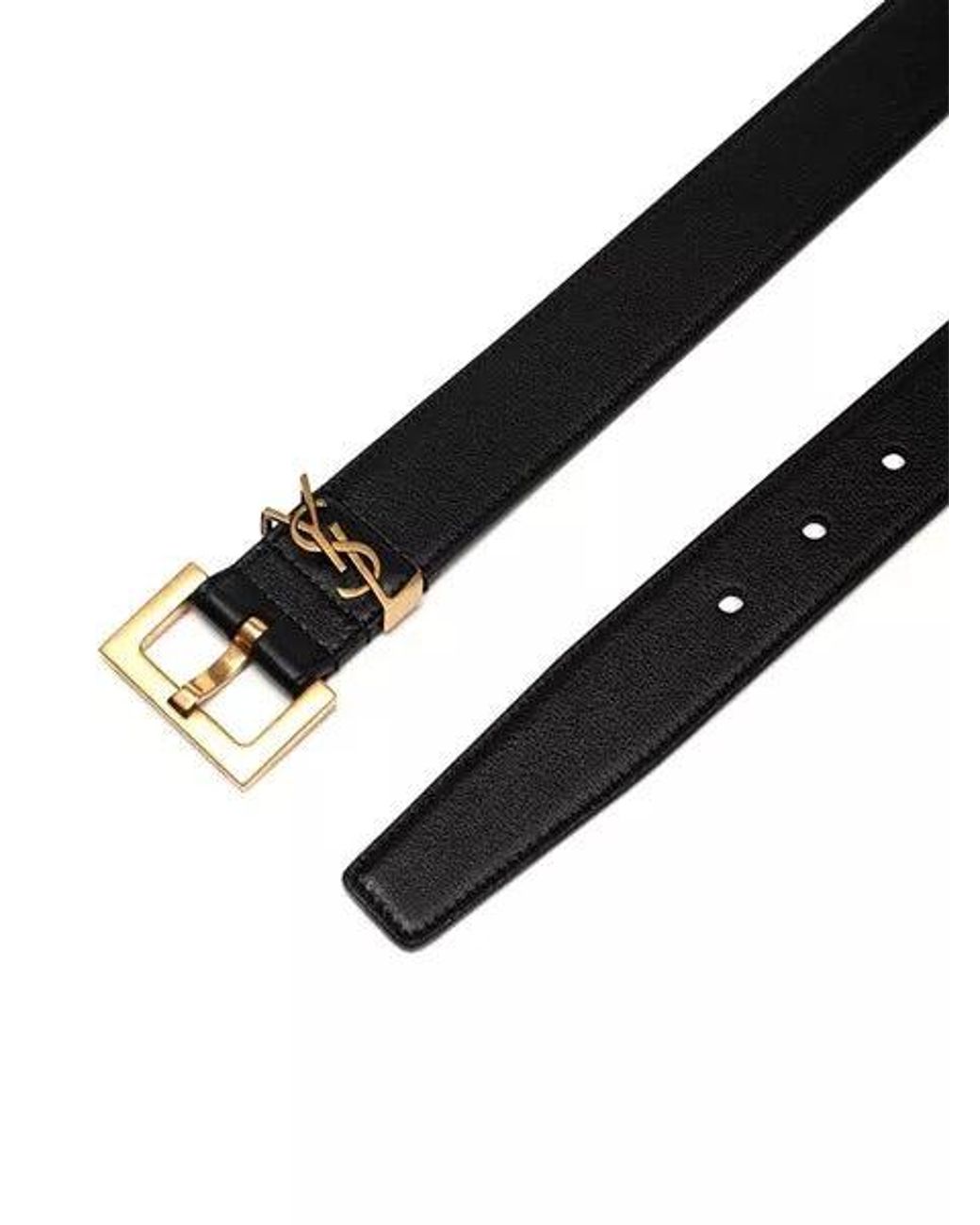 Saint Laurent White Ysl Leather Belt