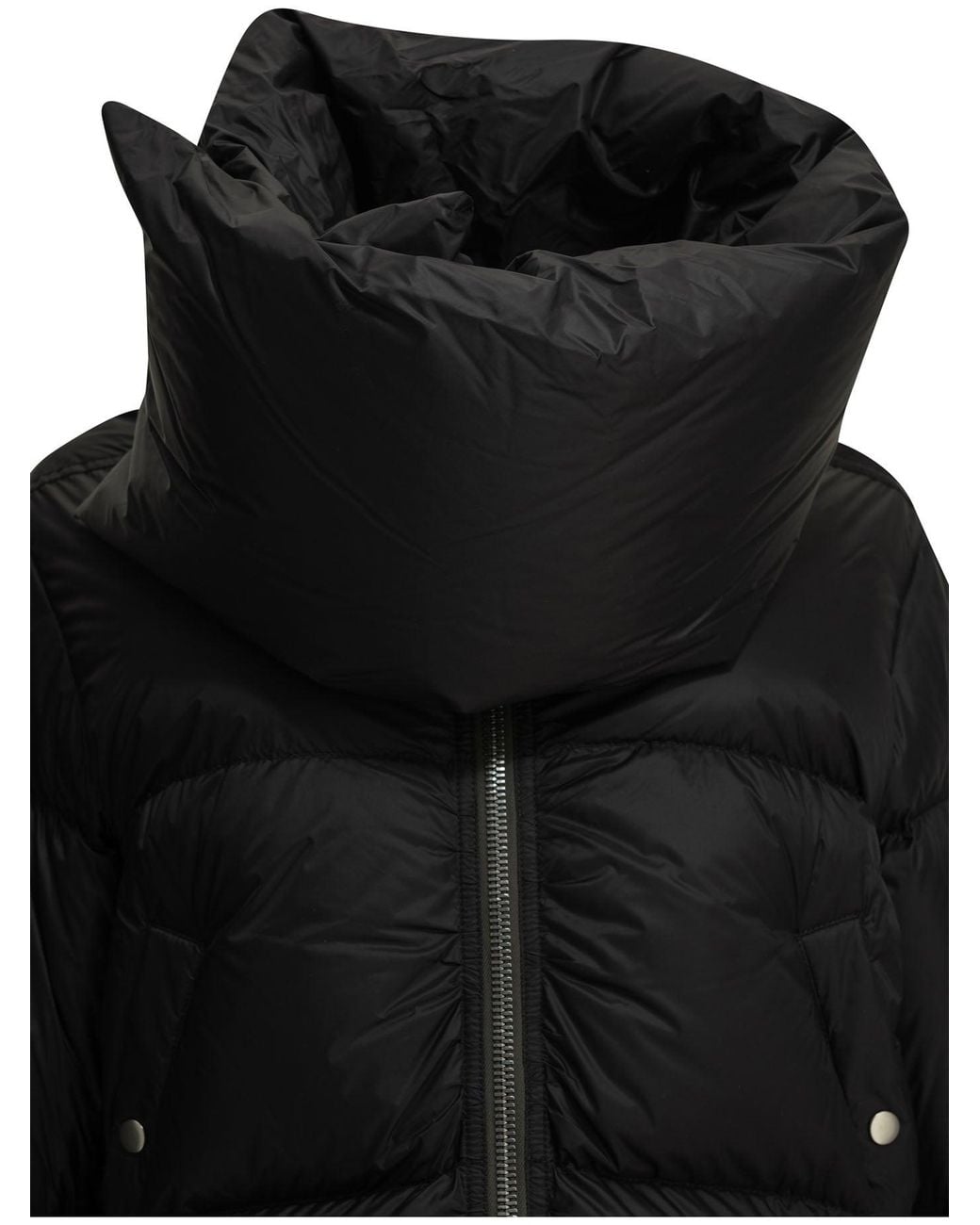 Rick Owens Black Funnel Neck Short Down Jacket