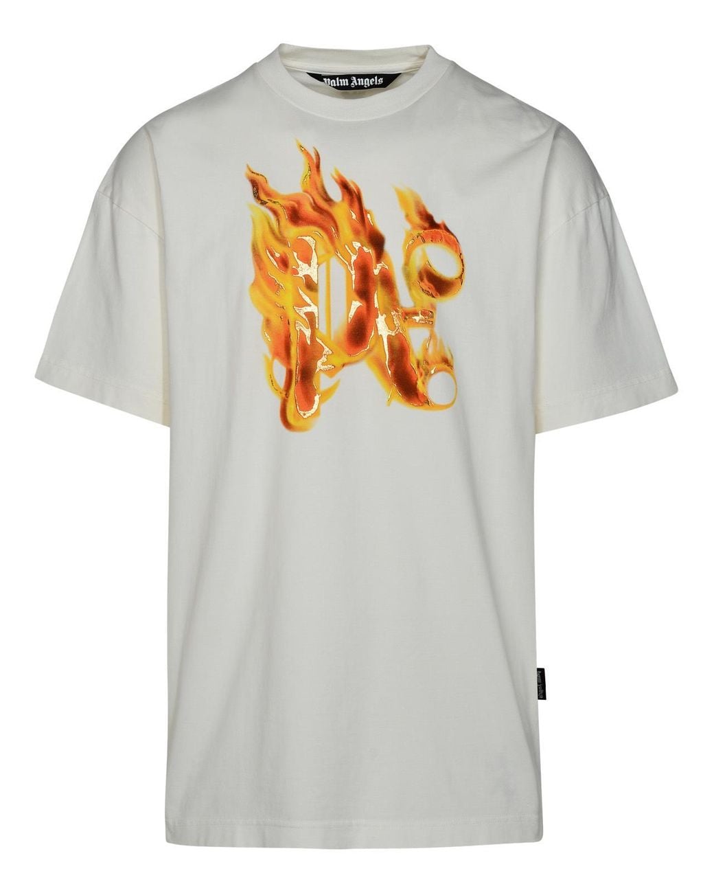Palm Angels Gray 'Burning Monogram' Cotton T-Shirt for men