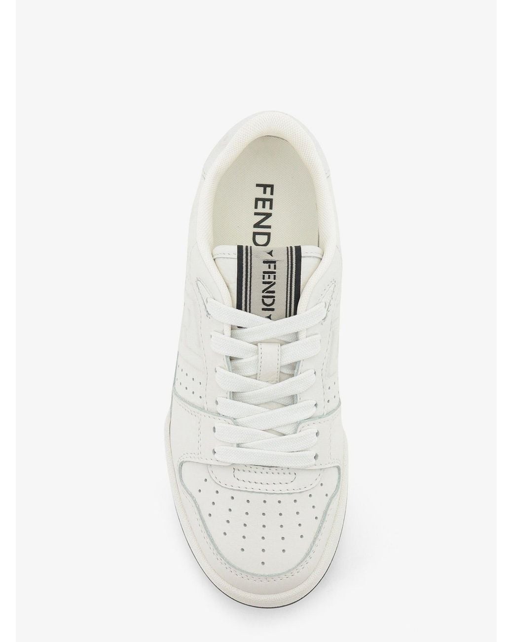 Fendi White Match Leather Low-Top Sneakers
