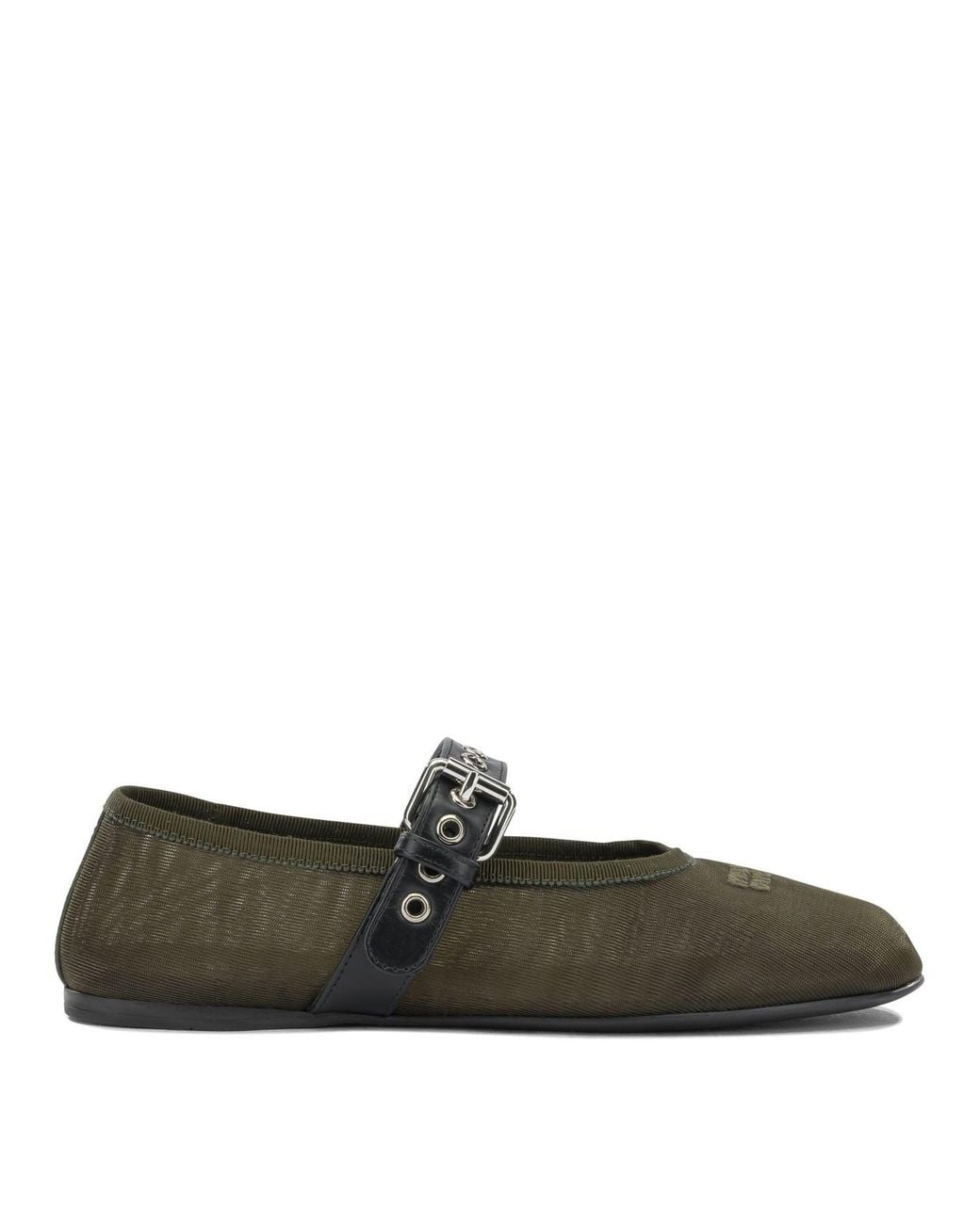Miu Miu Green Mary Jane Mesh Ballet Flats