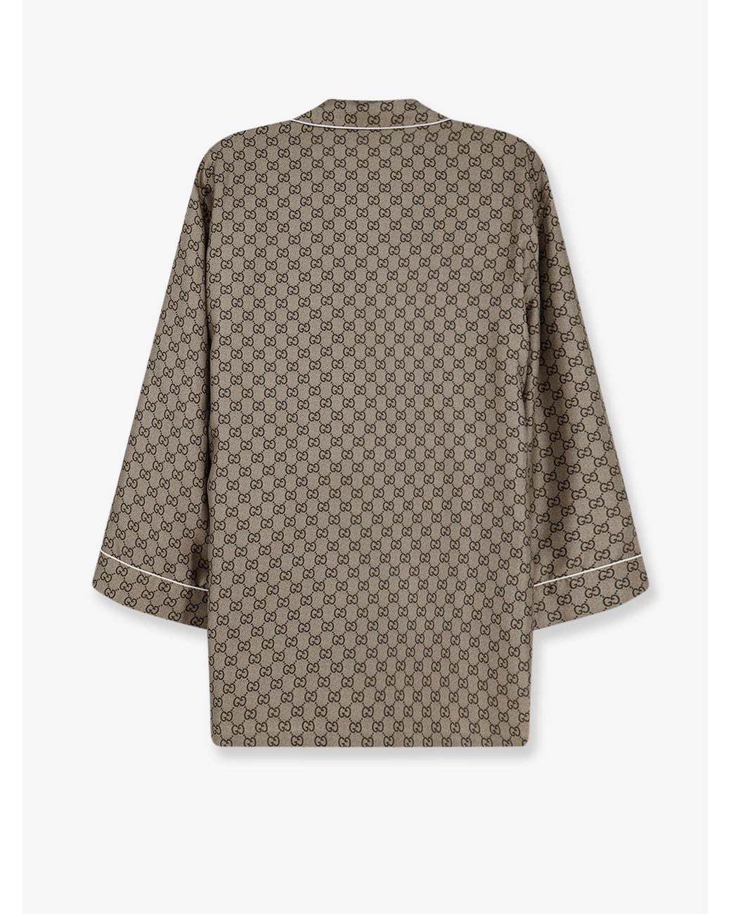 Gucci Gray Silk Shirt With Gg Print