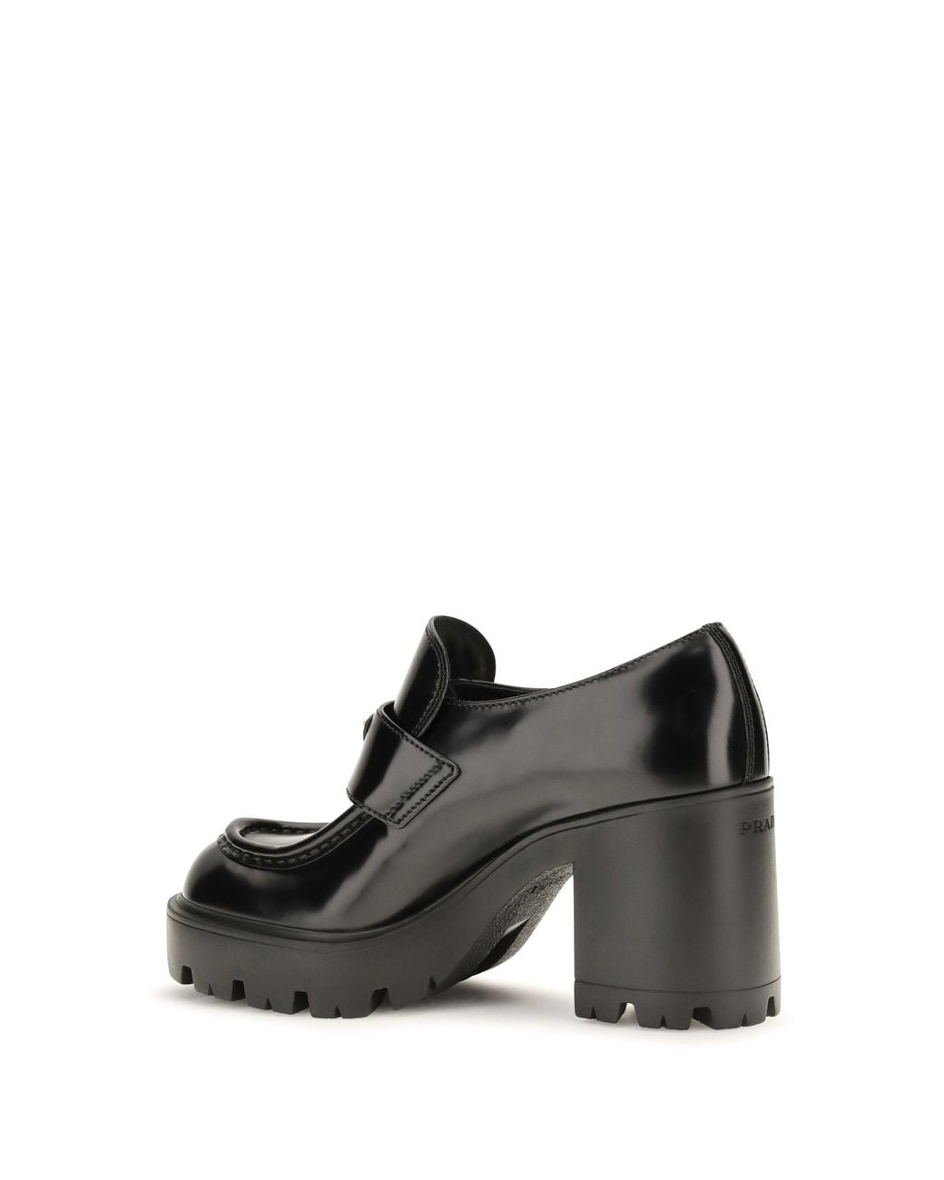 Prada Black Leather Heeled Loafers